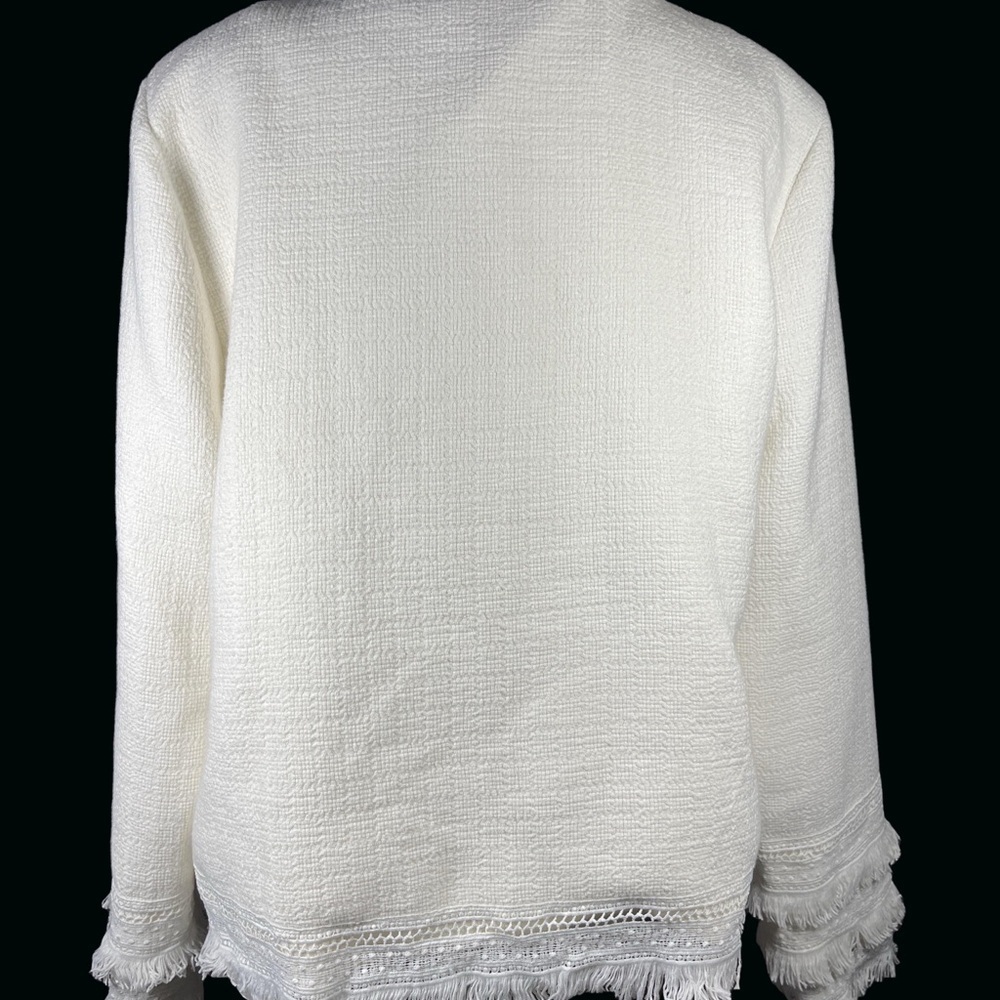 Active Seller! Greylin Audrey Fringe Jacket Elegant Classic Basics Tweed Medium - Picture 7 of 9
